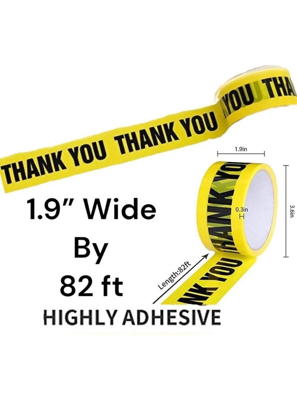 82 FT Yellow THANK YOU Tape Roll PRICE IS FIRM